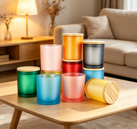 Bocaux en verre givré personnalisés pour bougies, 7oz/10oz/14oz, avec impression sérigraphiée, couvercle en bois, pour promotion et artisanat