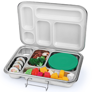 Aohea Best Seller Stainless Steel Bento Lunch Box 5 Compartments Metal Tiffin Lunch Box