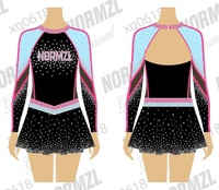 Ensemble complet d'uniforme de cheerleading avec strass scintillants, comprenant un survêtement de réchauffement, une veste d'entraînement, un pompon, un nœud et un sac de cheerleading