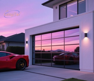 LongTai Design moderne <span class=keywords><strong>porte</strong></span> <span class=keywords><strong>de</strong></span> <span class=keywords><strong>Garage</strong></span> en verre sans cadre miroir réfléchissant intégration sans couture pour Villas <span class=keywords><strong>de</strong></span> luxe en alliage d'aluminium - Product Image 3