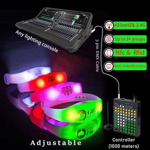 สายรัดข้อมือ LED แบบกำหนดเองได้ ควบคุมแบบไร้สาย DMX สำหรับงานอีเว้นท์ คอนเสิร์ต เทศกาล โซลูชั่นแสงสว่าง สายรัดข้อมือเรืองแสง LED - Product Image 2