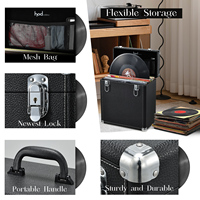 Portable verrouillable Train Case Record Box étanche disque vinyle stockage étui de transport maille sac personnalisable OEM Album Collection