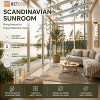 METGOOD Modern Double Tempered Double Glazed Low-E Glass Conservatory for UK Homes Villas Elegant Garden Sunroom Extension