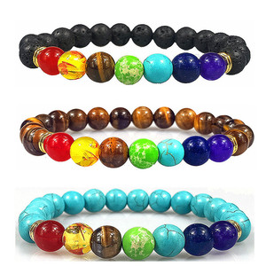 Abalorios de <span class=keywords><strong>7</strong></span> Chacras de 8mm, pulsera de lava Rock, romasterapia - Product Image 6