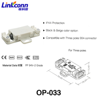 OP-033 Matériau résistant au feu Boîte de jonction en plastique Boîte de boîtier électronique avec connecteur de fil de câble pour borne à 3 pôles