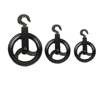 Crochet de levage en acier moulé noir avec poulie à câble métallique, bloc de poulie de 120 mm, crochets de levage, roues à galets, accessoires de gréement pour bateau