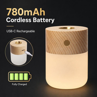 Diffuseur d'huiles essentielles en bois carré 2-en-1 avec veilleuse, chauffage 45 min, 3 niveaux de luminosité, rechargeable sans fil