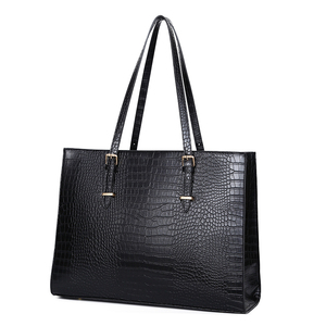 Nouveau sac à main pour ordinateur portable pour femme, grande capacité, en PU, fermeture éclair, tendance, à porter en bandoulière, 15,6 pouces, motif crocodile, loisirs, voyage - Product Image 2