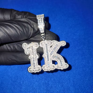 Bulk Wholesale Hip Hop Custom Logo Pendant in 925 Sterling Silver with <b>Gold</b> Plated Finish, Micro VVS Moissanite Iced-Out <b>Number</b> - Product Image 5