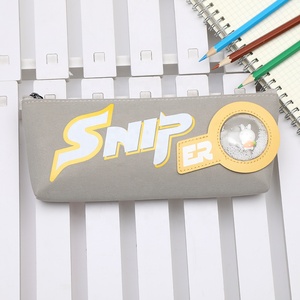 Plastic Pencil Case Cute Logo Custom Printed For School Rainbow Plastic Charms Inside Clear Pencil Case
