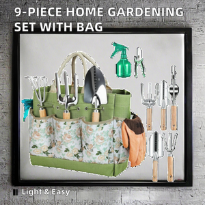 Ensemble de 9 outils de jardinage légers en acier inoxydable avec manche en bois, comprenant une <span class=keywords><strong>pelle</strong></span> de jardin et un sac de rangement pour le jardinage à domicile - Product Image 3