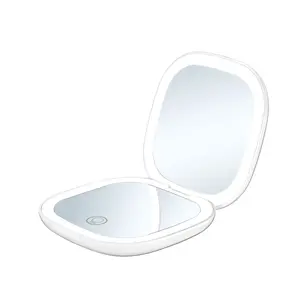 Square Dual-Sided LED Compact Mirror With 1X/5X Magnification Portable Makeup Mirror With LED Lights