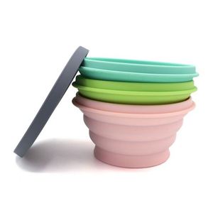 Bols pliables personnalisés sans BPA, bols de voyage pliables de qualité alimentaire pour l'extérieur avec couvercle, bol pliable en silicone personnalisé - Product Image 1
