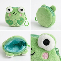 Porte-monnaie en peluche brodé Kawaii, motifs renard, chat, beignet, fraise, nuage, mini sac de rangement porte-clés en cristal, logo personnalisé pour filles et enfants