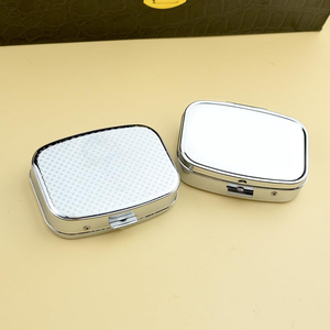 Silver Elegant square Rectangle Plastic Black <b>Compact</b> case for Face <b>Powder</b> <b>Compact</b> Pressed <b>Powder</b> with Mirror and Lid for Puff - Product Image 4