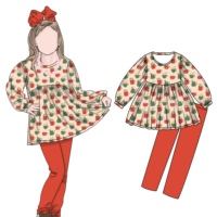 Set piyama anak perempuan, piyama motif kartun, setelan piyama natal hangat, sutera susu organik, untuk anak perempuan