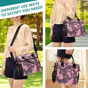 Low MOQ Adult Lunch Bag Cherry Flowers Print Sublimation Lunch Tote Picnic Cooler Bag Insulated Lunch Bag with Customized Logo - Product Image 5