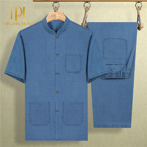 Túnica <span class=keywords><strong>de</strong></span> verano <span class=keywords><strong>de</strong></span> manga corta <span class=keywords><strong>de</strong></span> lino y algodón <span class=keywords><strong>de</strong></span> estilo chino para hombre, trajes <span class=keywords><strong>de</strong></span> la dinastía Tang <span class=keywords><strong>de</strong></span> la dinastía Han inspirados para papá, abuelos, ancianos - Product Image 1