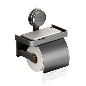 Porte-papier toilette mural avec plateau pour téléphone, gris anthracite, sans perçage, support de rangement pour rouleaux de papier toilette pour salle de bain - Product Image 5