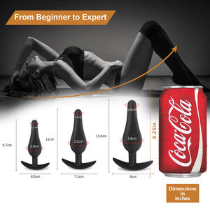 Sexbey verzendt onmiddellijk 3 sets hip anal plug seksspeeltjes van zwarte siliconen, adult toys voor mannen en vrouwen, massage anale pluggen. - Product Image 2