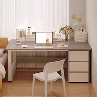 Bureau d'étude pour étudiant, bureau d'ordinateur, poste de travail, bureau de direction simple blanc avec tiroirs, table de bureau