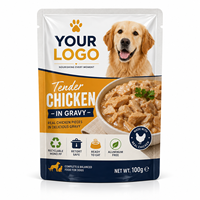 Sachet d'emballage personnalisé en PP monofilament imprimé pour aliments pour animaux de compagnie, pochette stérilisable, recyclable, sans aluminium, pour aliments humides pour chiens au poulet tendre