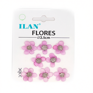 Ornamento Floreale Ilan 2,5cm Fiore Rosa per Artigianato e Cucito 8 Pezzi - Product Image 2
