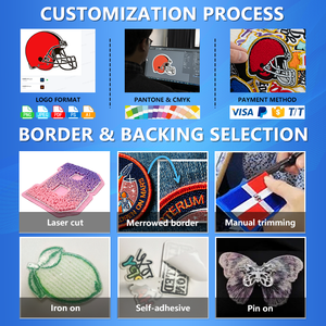 Écussons en paillettes personnalisés, transfert <span class=keywords><strong>à</strong></span> <span class=keywords><strong>repasser</strong></span>, badges, logo d'équipe, étiquette, chenille, vente en gros, broderie thermocollante pour vêtements - Product Image 5