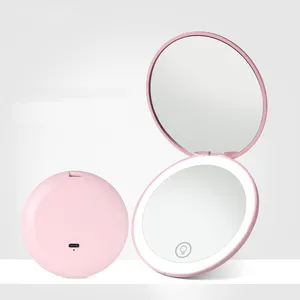 Gmgaic Promotion Factory Direct Sale White USB Mirror Mini Portable Cosmetic Mirror Girls Makeup Mirror For Gifts