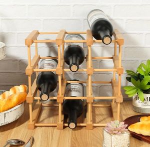 Offre Spéciale 12 bouteilles casier à vin modulaire Design moderne panneau en bois massif avec épingles naturelles étagère de rangement empilable - Product Image 6
