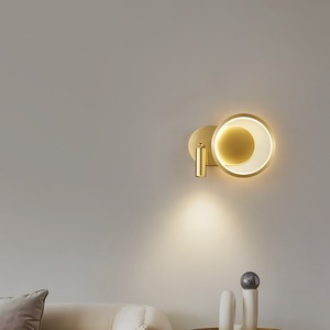 All-Copper Minimalist Design Wall Lamp for Bedroom Living Room Luxury Rechargeable <b>Wire</b>-Free Accent <b>Light</b> Rotating Reading - Product Image 2