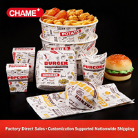 Ensemble de boîtes d'emballage pour la restauration rapide imprimées sur mesure, boîte à poulet en papier kraft, boîte à hamburger, boîte à frites, boîte à pop-corn, vente en gros