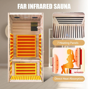 Sauna de Infrarrojos Lejanos para el Hogar, 1065W 120V, Sauna Seca de Madera con Luz Roja y Función de Música Bluetooth, Gran Venta - Product Image 4