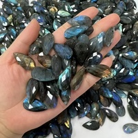 Pendentif en labradorite naturelle facettée avec trou percé, breloques en pierre bleue chatoyante de haute qualité pour la fabrication de bijoux DIY, collier