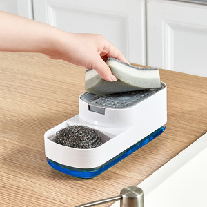 Dispensador de jabón de escritorio Jia Baishi con soporte para esponja, generador de espuma, organizador para fregadero de cocina, botella recargable - Product Image 1