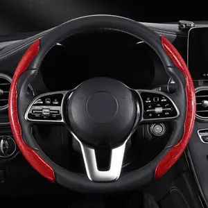2 Separated Half Snap-Fit Design Car Steering Wheel Cover Anti-skid Star Rhyme Pattern Blue Red Tan Black Colour Optional
