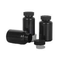Flacon à pilules en PET noir, bouchon à vis rond, conteneur en plastique pour capsules, emballage pour médicaments