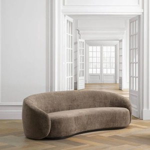 Divano Urbano in Tessuto Marrone con Seduta Confortevole e Base Nera, Poltrone Moderne Minimaliste per Soggiorno - Product Image 1
