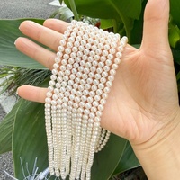 Chaîne de perles rondes de qualité AA de 5-6 mm, perles d'eau douce cultivées, pour la fabrication de colliers et de bracelets faits à la main