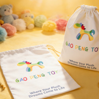 Sac à cordon personnalisé blanc aspect satiné, pochette de rangement anti-poussière pour jouets en peluche et cadeaux