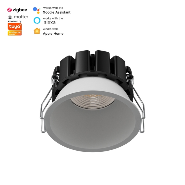 New Design Downlights Recessed Led Dimmable CCT Tunable Tuya Control Zigbee Downlight Ip44 Cob 12w 20w Anti Glare Downlight