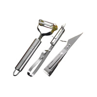 Ensemble de 3 éplucheurs de cuisine manuels – Couteau à éplucher et couteau à racler multifonction en acier inoxydable pour pommes de terre et pommes