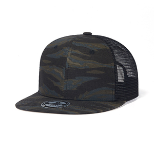 Tùy chỉnh Camo Snapback Mũ ngụy trang màu đen lưới phẳng vành Trucker Mũ bóng chày - Product Image 3