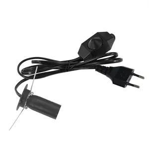 EU 2 pin Plug h03vvh2-f 2*0.75mm salt lamp power cord with dimmer switch E14 lamp holder