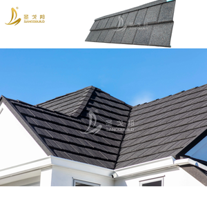 Tuiles de <span class=keywords><strong>toiture</strong></span> <span class=keywords><strong>en</strong></span> métal revêtues de pierre résistantes aux intempéries SANGOBUILD avec une garantie d'étanchéité de 50 ans pour la construction de maisons - Product Image 2