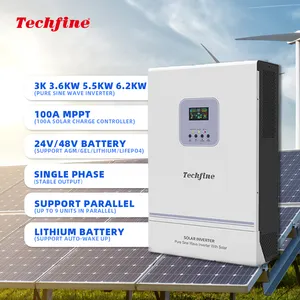 On Grid Off Grid 6.2kw 48v UPS High Frequency 6200w Hybrid Solar Inverter With MPPT Charge Controller For Home Solar System