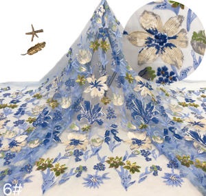 Mesh Floral <strong>Sequin</strong> Embroidery Beaded Layered Leaf Pattern Embroidered Polyester Fabric 130cm Width Fashion Dress Cheongsam - Product Image 1