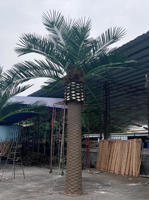 Pohon Palem Kelapa Canary Buatan dari Fiber Glass untuk Dekorasi Desain Taman Mal Jalan Dalam dan Luar Ruangan Tanaman Hijau Abadi