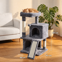 Arbre à chat double en sisal avec rampe à gratter et condo en peluche, gain de place, par le fabricant