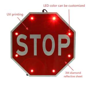 Segnale <span class=keywords><strong>di</strong></span> <span class=keywords><strong>Stop</strong></span> ad Alta Visibilità in Alluminio Alimentato a Energia Solare, Luce LED Lampeggiante Solare <span class=keywords><strong>di</strong></span> Grado Diamante 3M, Segnale <span class=keywords><strong>di</strong></span> Avvertimento per il Traffico - Product Image 1